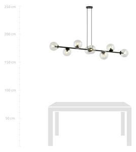 Lustră pe cablu ROSSI 8xE14/10W/230V negru/transparent