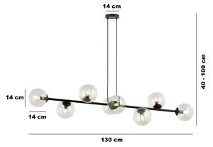 Lustră pe cablu ROSSI 8xE14/10W/230V negru/transparent