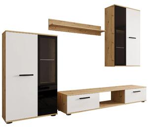 Mobilier living Fletcher (stejar artisan + Alb) (fără iluminat). 1059023