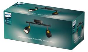 Spot Philips NIALL 2xGU10/5W/230V negru/alamă