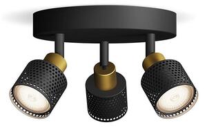 Spot Philips NIALL 3xGU10/5W/230V negru/alamă