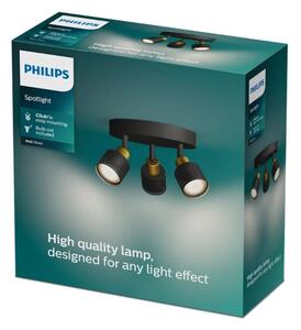Spot Philips NIALL 3xGU10/5W/230V negru/alamă