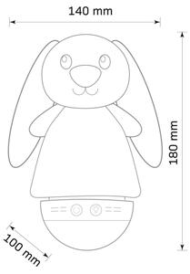 Lampă de noapte LED RGB pentru copii cu melodie, 3xAAA/5V, model iepuraș