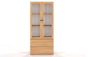 Vitrină lemn masiv TerraCraft Fag 2 Sertar, 80 × 38 × 182 cm - Natural
