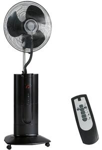 HOMCOM Ventilator de Podea 3 în 1 Oscilant cu Nebulizator de Apă, Telecomandă și Timer 9h, 45x38x130 cm, Negru | Aosom Romania