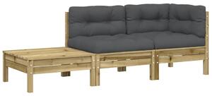 Canapea de grădină cu perne și taburet, lemn de pin tratat