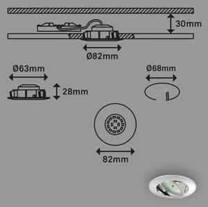 SET 3x corp de iluminat LED încastrat pentru baie Briloner 7209-038 LED/5W/230V IP23