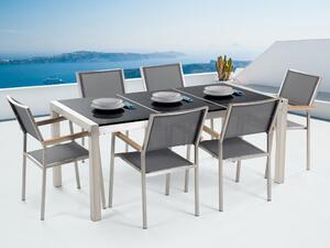 Set de masă pentru grădină Grosso (negru + grafit) (scaune gri) (pentru 6 persoane) (granit). 1012529