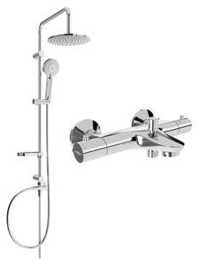 Mexen Carl, set de duș cu duș cu efect de ploaie și robinet termostatic pentru baie NOX, crom, 77350240-00