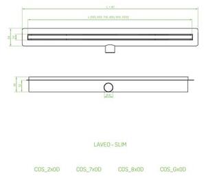 Laveo Slim, scurgere liniară cu grilă 50 cm, aur roz, LAV-COS_850D