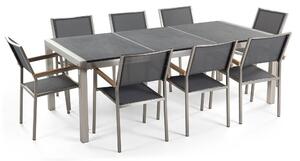 Set de masă pentru grădină Grosso (gri + grafit) (scaune gri) (pentru 8 persoane) (piatră). 1012565