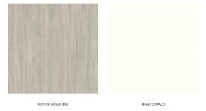 Set lemn masiv Mobilier Baie Suspendat Orchid Lavoar Dublu - bianco opaco & rovere grigio