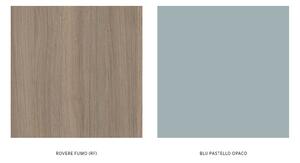 Set lemn masiv Mobilier Baie Suspendat Orchid Lavoar Dublu - blu pastello opaco & rovere fumo