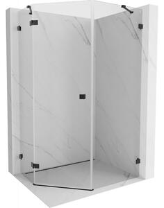 Mexen Lunar, duș pentagonal cu panta stângă 80 x 90 cm, sticlă transparentă de 8 mm, profil negru, 831-080L-090P-70-00-L