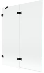 Mexen Lunar, paravan de cadă cu 2 aripi stânga 130 x 150 cm, sticlă transparentă, negru mat, 897-130-100-70-00-L