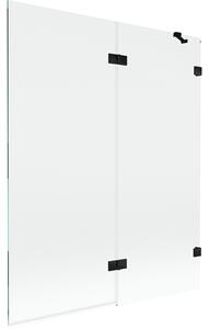 Mexen Lunar, paravan de cadă cu 2 aripi, dreapta, 140 x 150 cm, sticlă transparentă, negru mat, 897-140-100-70-00-P