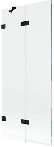 Mexen Lunar, paravan de cadă cu 2 aripi stânga 80 x 150 cm, sticlă transparentă, negru mat, 897-080-100-70-00-L