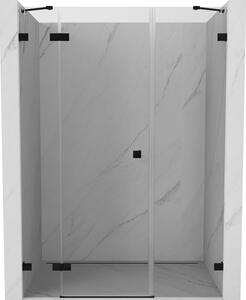 Ușă de duș Mexen Lunar, cu balamale pe stânga, 120 cm, sticlă transparentă, profil negru, 834S-120-050-70-00-L