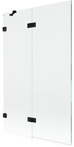 Mexen Lunar, paravan de cadă cu 2 aripi stânga 110 x 150 cm, sticlă transparentă, negru mat, 897-110-100-70-00-L