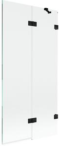 Mexen Lunar, paravan de baie cu 2 aripi dreapta 90 x 150 cm, sticlă transparentă, negru mat, 897-090-100-70-00-P