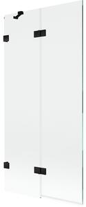 Mexen Lunar, paravan de cadă cu 2 aripi stânga 90 x 150 cm, sticlă transparentă, negru mat, 897-090-100-70-00-L