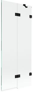 Mexen Lunar, paravan de cadă cu 2 aripi dreapta 80 x 150 cm, sticlă transparentă, negru mat, 897-080-100-70-00-P