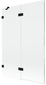 Mexen Lunar, paravan de cadă cu 2 aripi stânga 120 x 150 cm, sticlă transparentă, negru mat, 897-120-100-70-00-L