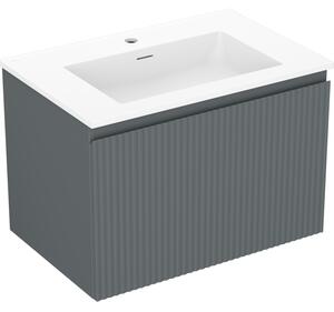 Mexen Rivel, mobilier de baie 70 cm cu lavoar Otis, 1 sertar, canelat, grafit mat/alb mat, 91A20-07047-1-BF66-W18M01