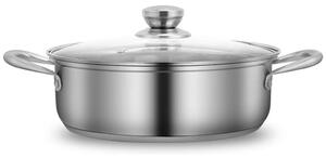 Oala Pufo Premium din Inox cu manere si Capac din Sticla, capacitate 6 L- Gatit Usor si Elegant Zi de Zi