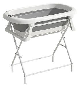 Cadita pliabila cu termometru electronic, hamac ajustabil,dop si stand pliabil Kidizi Folda grey, certificat EN71, include furtun scurgere si baza antialunecare, 0-24 luni