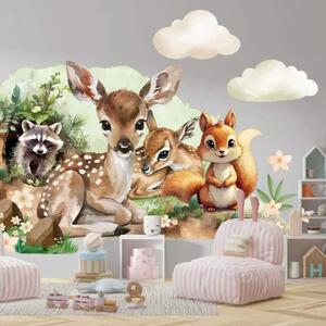 Autocolant acuarelă - animale de pădure Šírka: 60 cm | Dĺžka: 120 cm