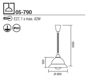 Lustră pe cablu Redo 05-790 ETRUSCA 1xE27/42W/230V