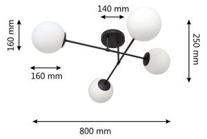 Lustră aplicată MOON 4xE27/15W/230V negru