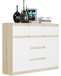 Comoda de design S-62D cu linii curate - diverse finisaje colorate sonoma mix alb