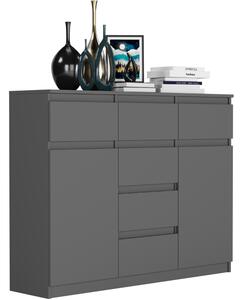 Comoda de design S-62D cu linii curate - diverse finisaje colorate antracit