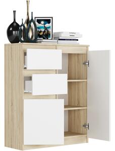 Comodă modernă fără mânere S-2 - diverse opțiuni de culoare sonoma mix alb