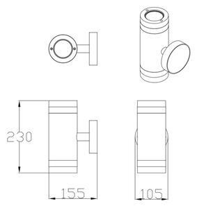 Aplică de exterior RINO 2xGU10/12W/230V IP54 negru