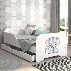 Pat pentru copii 140 x 70 cm cu elefant