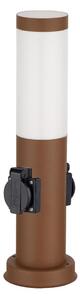Brilagi - Lampă de exterior NOVA cu 2 prize SCHUKO, soclu 1x E27 (15W/230V), 40 cm, IP44, maro