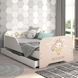 Pat pentru copii 140 x 70 cm cu motiv unicorn