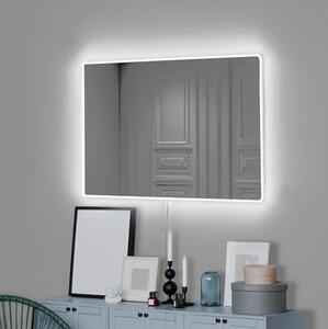 Oglindă LED de perete cu retroiluminare RECTANGULAR 60x40 cm alb