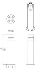 Lampă de exterior RINO 1xE27/12W/230V IP54 74 cm negru
