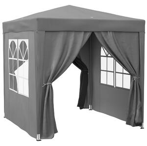 Outsunny Foișor Pliabil 2x2 m Pop Up cu 2 Uși, 2 Ferestre, 4 Pereți Detașabili, Foișor de Exterior cu Husă de Transport din Oțel și Țesătură Oxford, pentru Grădină, Petreceri, Camping, Gri | Aosom Romania