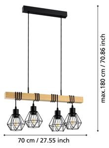 Eglo 44075 - Lustră suspendată pe cablu TOWNSHEND 4xE27/60W/230V