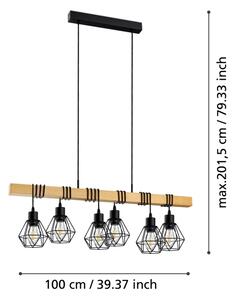Eglo 44076 - TOWNSHEND, lustră suspendată pe cablu, 6 x E27, 60 W, 230 V