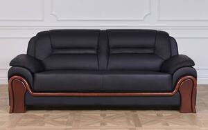 Canapea lemn masiv de birou Toronto 3 locuri Personalizabila, 215 × 90 × 88 cm - Negru