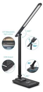 Lampă LED dimabilă de masă cu USB LED/9W/230V 3000K/4000K/5500K negru