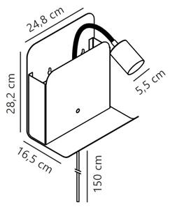 Nordlux - Aplica de perete ROOMI cu poliță și USB 1xGU10/8W/230V albă