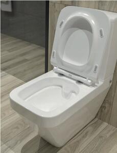 Cersanit Crea Clean On, bol pătrat combinat cu scaun subțire din duroplastic, alb, K114-022
