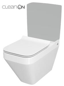Cersanit Crea Clean On, bol pătrat combinat cu scaun subțire din duroplastic, alb, K114-022